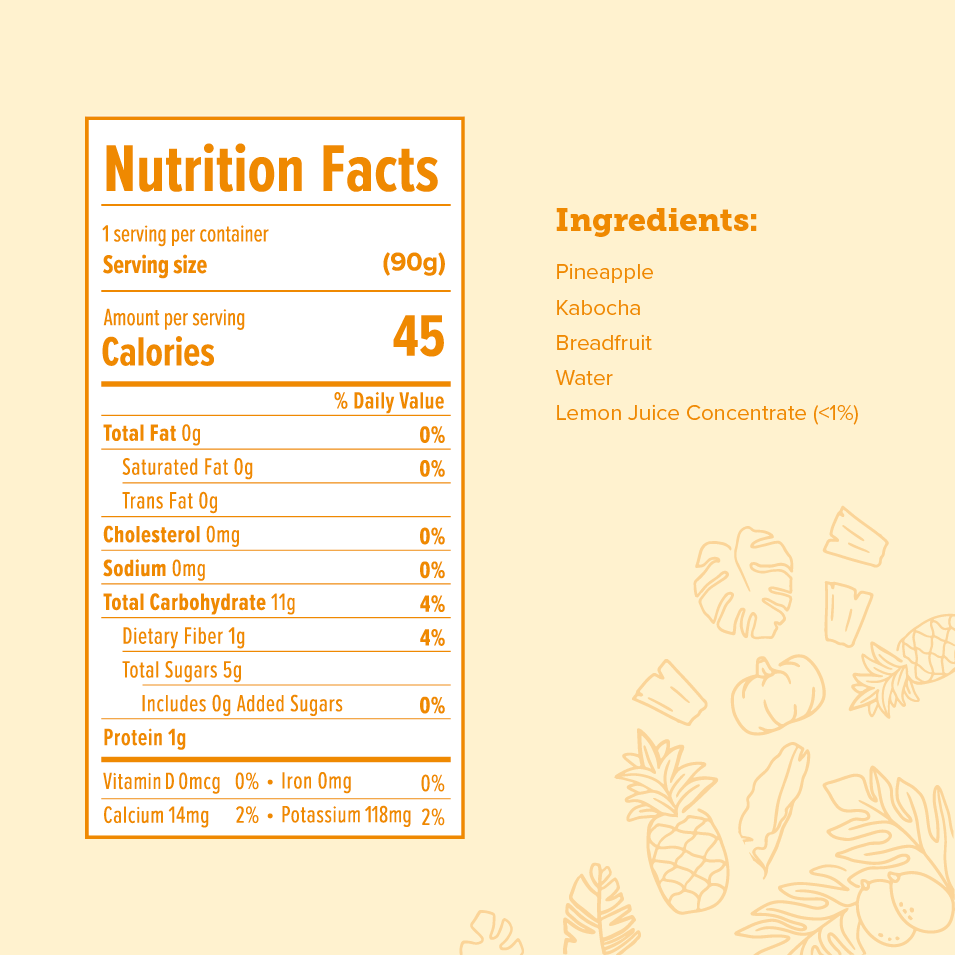 Nutrition facts for Stage 2 Variety Pack